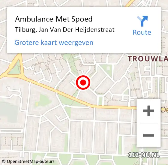 Locatie op kaart van de 112 melding: Ambulance Met Spoed Naar Tilburg, Jan Van Der Heijdenstraat op 17 februari 2018 16:18