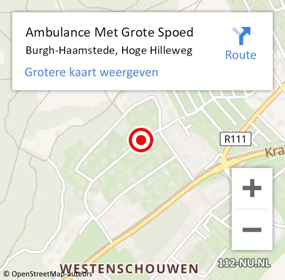 Locatie op kaart van de 112 melding: Ambulance Met Grote Spoed Naar Burgh-Haamstede, Hoge Hilleweg op 17 februari 2018 16:45