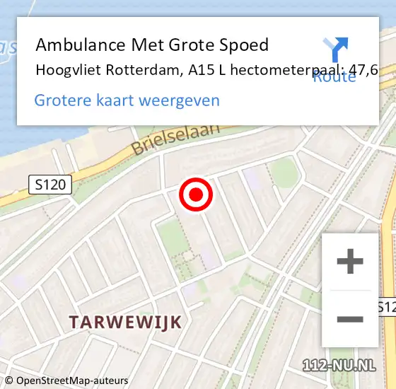 Locatie op kaart van de 112 melding: Ambulance Met Grote Spoed Naar Hoogvliet Rotterdam, A15 L hectometerpaal: 49,4 op 17 februari 2018 16:45