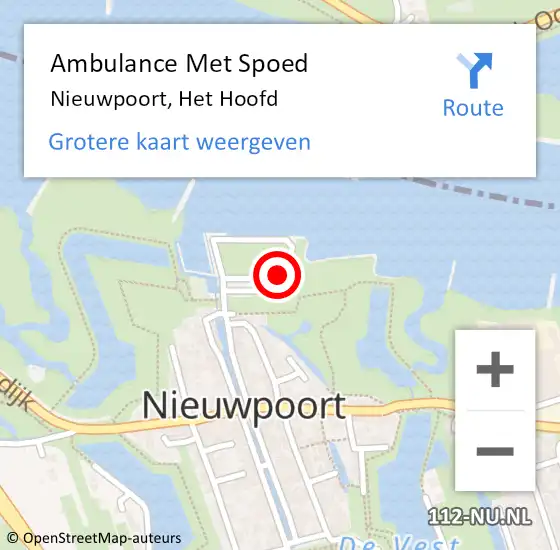 Locatie op kaart van de 112 melding: Ambulance Met Spoed Naar Nieuwpoort, Het Hoofd op 17 februari 2018 17:49