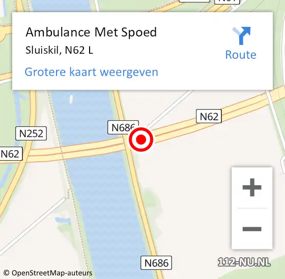Locatie op kaart van de 112 melding: Ambulance Met Spoed Naar Sluiskil, N62 L op 17 februari 2018 17:54