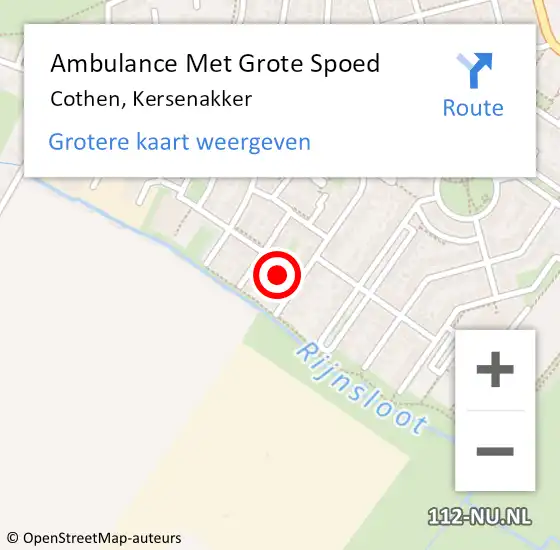 Locatie op kaart van de 112 melding: Ambulance Met Grote Spoed Naar Cothen, Kersenakker op 17 februari 2018 18:09