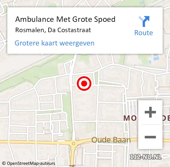 Locatie op kaart van de 112 melding: Ambulance Met Grote Spoed Naar Rosmalen, Da Costastraat op 17 februari 2018 18:11