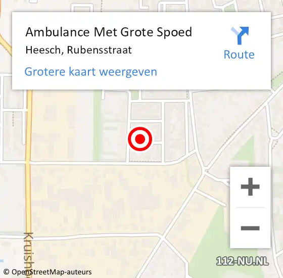 Locatie op kaart van de 112 melding: Ambulance Met Grote Spoed Naar Heesch, Rubensstraat op 17 februari 2018 18:18