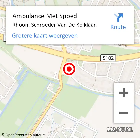 Locatie op kaart van de 112 melding: Ambulance Met Spoed Naar Rhoon, Schroeder van de Kolklaan op 17 februari 2018 18:24