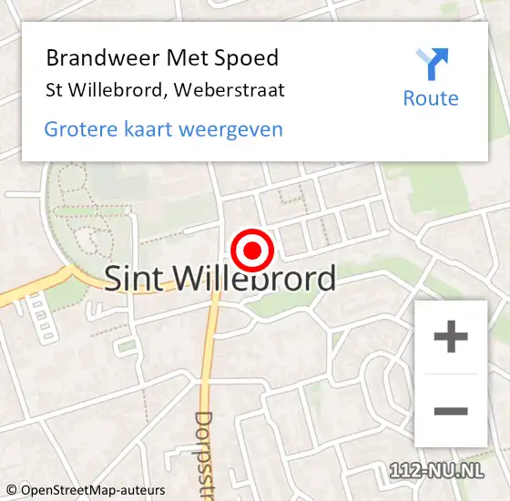 Locatie op kaart van de 112 melding: Brandweer Met Spoed Naar St Willebrord, Weberstraat op 17 februari 2018 18:24