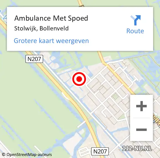 Locatie op kaart van de 112 melding: Ambulance Met Spoed Naar Stolwijk, Bollenveld op 17 februari 2018 18:48