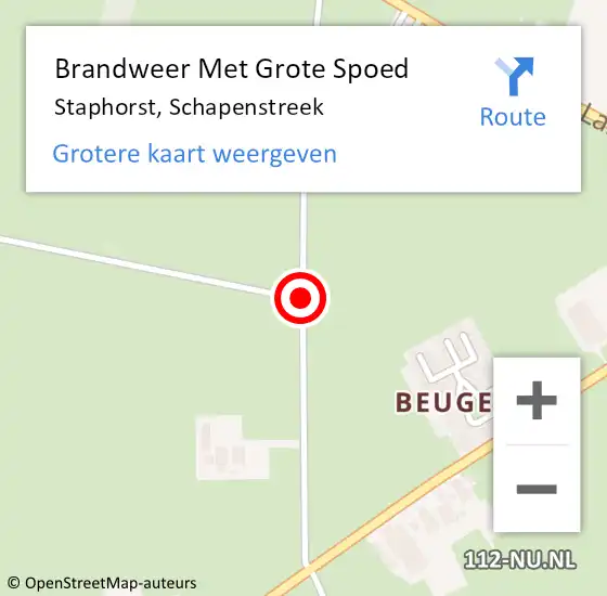 Locatie op kaart van de 112 melding: Brandweer Met Grote Spoed Naar Staphorst, Schapenstreek op 17 februari 2018 19:34