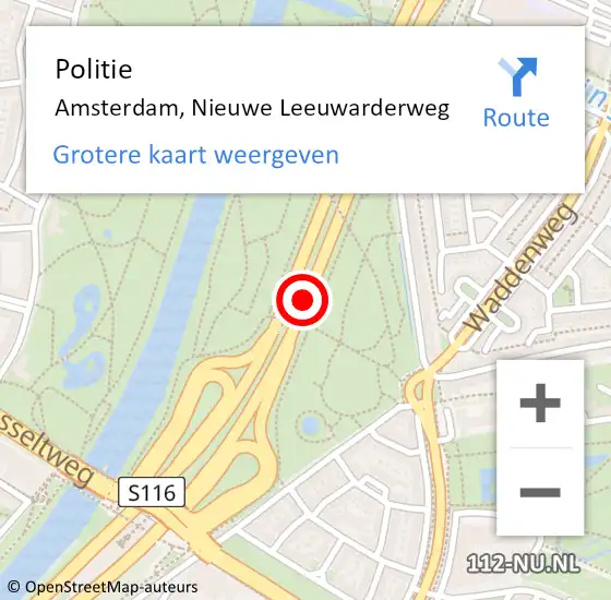 Locatie op kaart van de 112 melding: Politie Amsterdam, Nieuwe Leeuwarderweg op 17 februari 2018 20:09