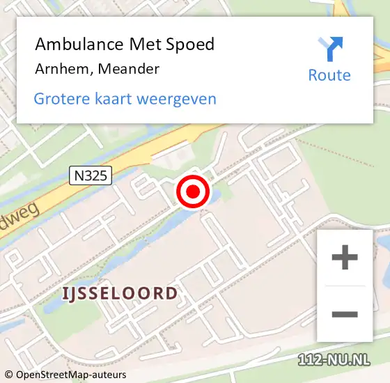 Locatie op kaart van de 112 melding: Ambulance Met Spoed Naar Arnhem, Meander op 17 februari 2018 20:13