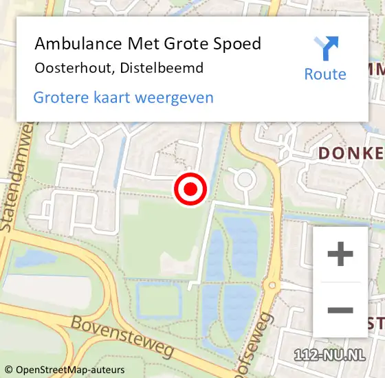 Locatie op kaart van de 112 melding: Ambulance Met Grote Spoed Naar Oosterhout, Distelbeemd op 17 februari 2018 20:14