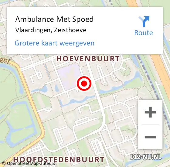 Locatie op kaart van de 112 melding: Ambulance Met Spoed Naar Vlaardingen, Zeisthoeve op 17 februari 2018 20:16
