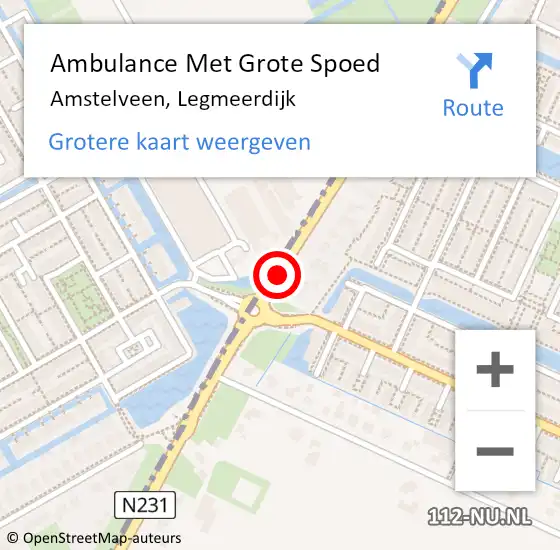 Locatie op kaart van de 112 melding: Ambulance Met Grote Spoed Naar Amstelveen, Legmeerdijk op 17 februari 2018 20:28