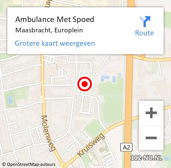 Locatie op kaart van de 112 melding: Ambulance Met Spoed Naar Maasbracht, Europlein op 17 februari 2018 20:56