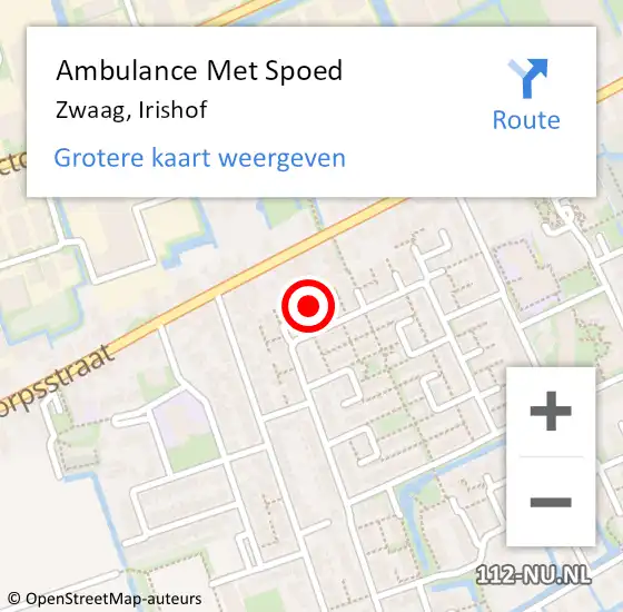 Locatie op kaart van de 112 melding: Ambulance Met Spoed Naar Zwaag, Irishof op 17 februari 2018 21:09