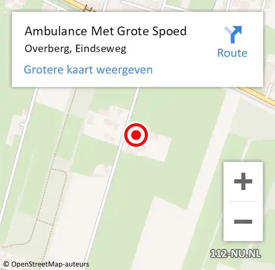 Locatie op kaart van de 112 melding: Ambulance Met Grote Spoed Naar Overberg, Eindseweg op 17 februari 2018 21:57