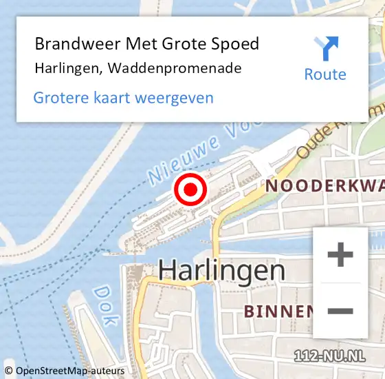 Locatie op kaart van de 112 melding: Brandweer Met Grote Spoed Naar Harlingen, Waddenpromenade op 17 februari 2018 22:03