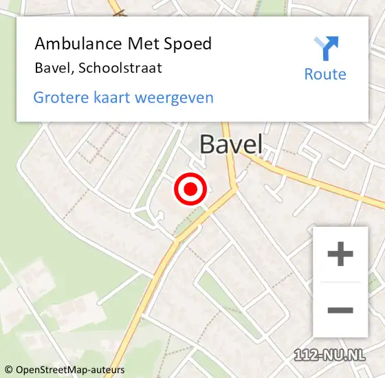 Locatie op kaart van de 112 melding: Ambulance Met Spoed Naar Bavel, Schoolstraat op 17 februari 2018 22:08