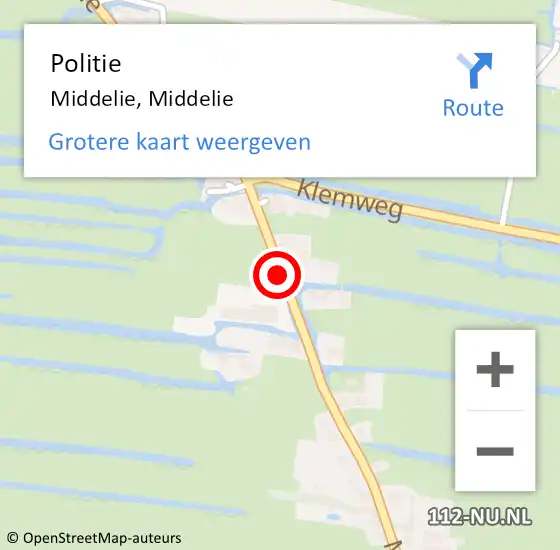 Locatie op kaart van de 112 melding: Politie Middelie, Middelie op 17 februari 2018 22:11
