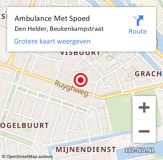 Locatie op kaart van de 112 melding: Ambulance Met Spoed Naar Den Helder, Beukenkampstraat op 17 februari 2018 23:28