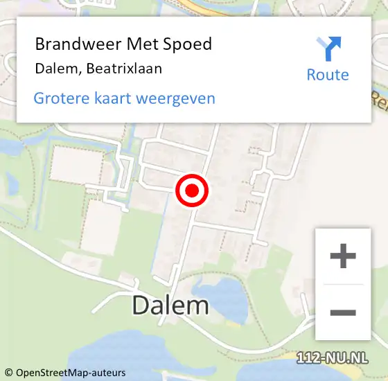 Locatie op kaart van de 112 melding: Brandweer Met Spoed Naar Dalem, Beatrixlaan op 17 februari 2018 23:30