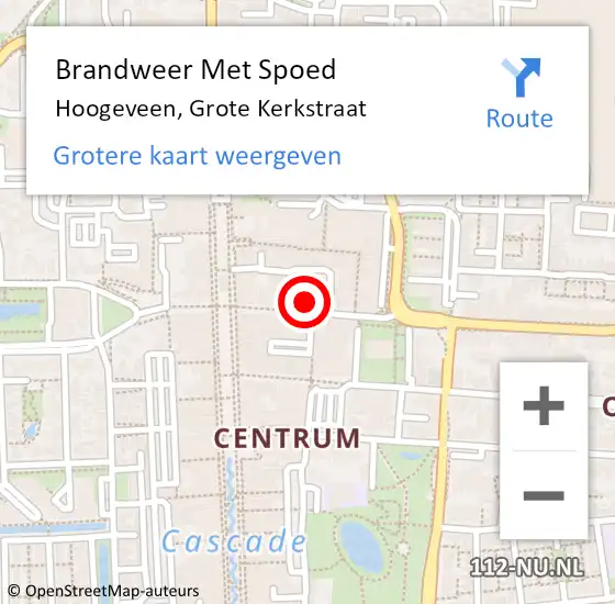 Locatie op kaart van de 112 melding: Brandweer Met Spoed Naar Hoogeveen, Grote Kerkstraat op 17 februari 2018 23:55