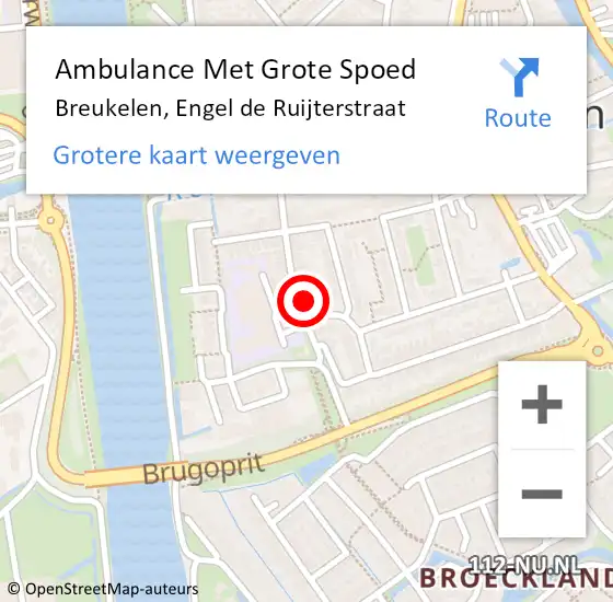 Locatie op kaart van de 112 melding: Ambulance Met Grote Spoed Naar Breukelen, Engel de Ruijterstraat op 18 februari 2018 00:23