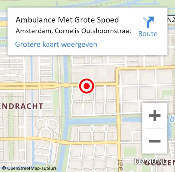 Locatie op kaart van de 112 melding: Ambulance Met Grote Spoed Naar Amsterdam, Cornelis Outshoornstraat op 18 februari 2018 00:35