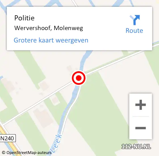 Locatie op kaart van de 112 melding: Politie Wervershoof, Molenweg op 18 februari 2018 00:38