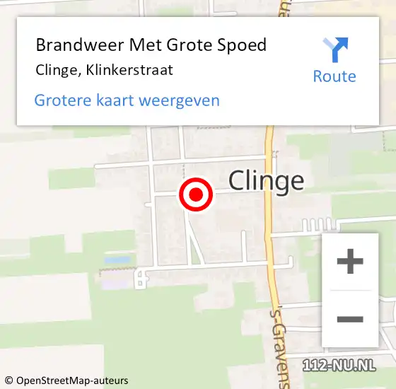 Locatie op kaart van de 112 melding: Brandweer Met Grote Spoed Naar Clinge, Klinkerstraat op 18 februari 2018 01:14