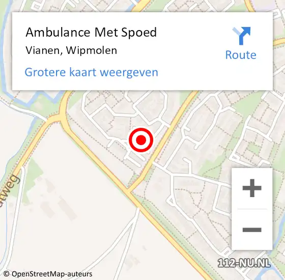 Locatie op kaart van de 112 melding: Ambulance Met Spoed Naar Vianen, Wipmolen op 18 februari 2018 02:33