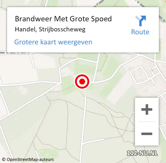 Locatie op kaart van de 112 melding: Brandweer Met Grote Spoed Naar Handel, Strijbosscheweg op 18 februari 2018 02:55