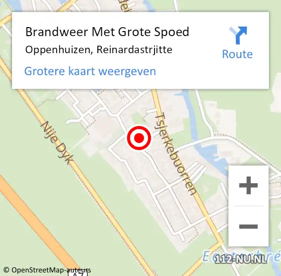 Locatie op kaart van de 112 melding: Brandweer Met Grote Spoed Naar Oppenhuizen, Reinardastrjitte op 18 februari 2018 02:57