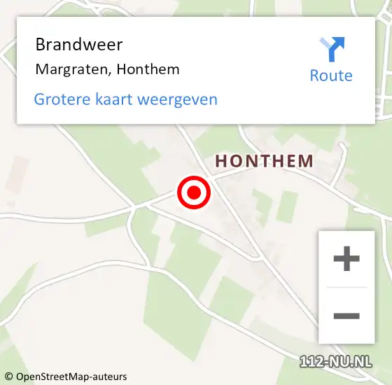 Locatie op kaart van de 112 melding: Brandweer Margraten, Honthem op 16 februari 2014 16:10