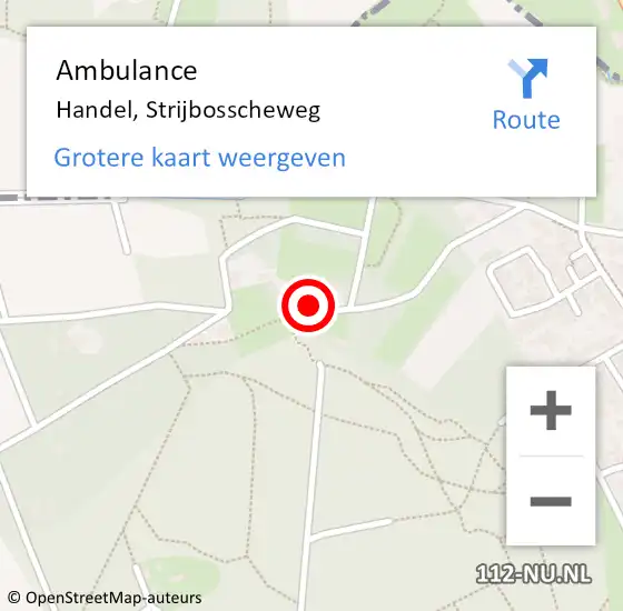 Locatie op kaart van de 112 melding: Ambulance Handel, Strijbosscheweg op 18 februari 2018 03:16