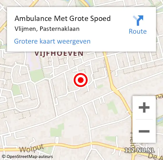 Locatie op kaart van de 112 melding: Ambulance Met Grote Spoed Naar Vlijmen, Pasternaklaan op 18 februari 2018 03:57