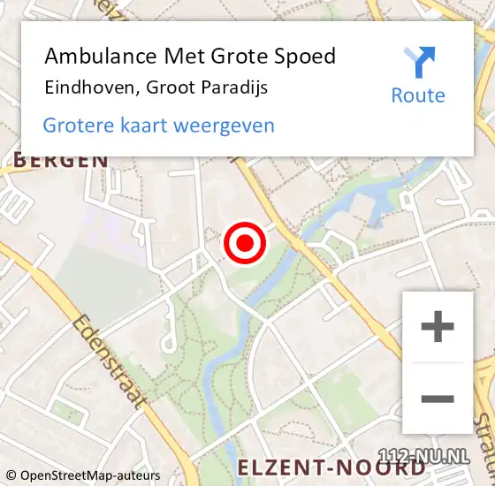 Locatie op kaart van de 112 melding: Ambulance Met Grote Spoed Naar Eindhoven, Groot Paradijs op 18 februari 2018 03:58