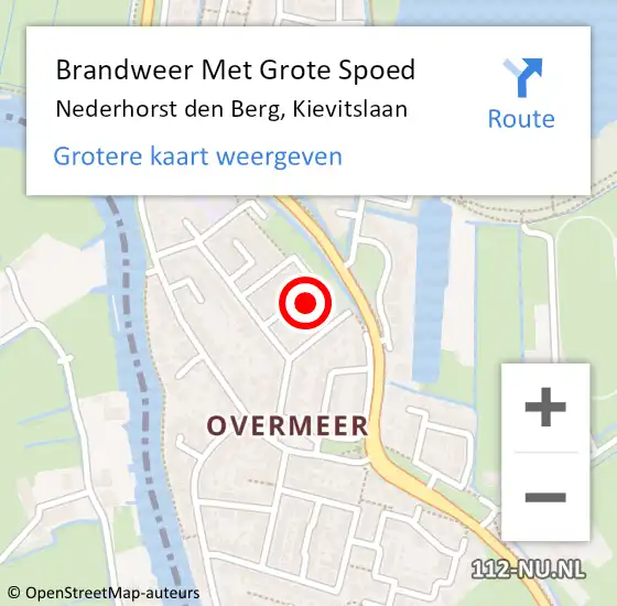 Locatie op kaart van de 112 melding: Brandweer Met Grote Spoed Naar Nederhorst den Berg, Kievitslaan op 18 februari 2018 04:48