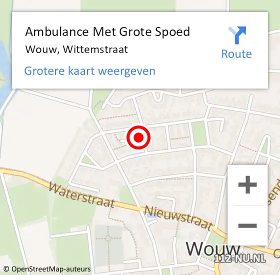 Locatie op kaart van de 112 melding: Ambulance Met Grote Spoed Naar Wouw, Wittemstraat op 18 februari 2018 06:38