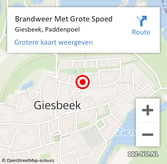 Locatie op kaart van de 112 melding: Brandweer Met Grote Spoed Naar Giesbeek, Paddenpoel op 18 februari 2018 08:55