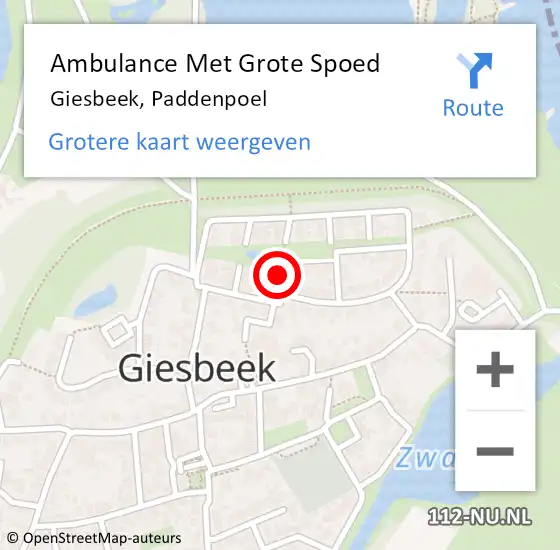 Locatie op kaart van de 112 melding: Ambulance Met Grote Spoed Naar Giesbeek, Paddenpoel op 18 februari 2018 08:56