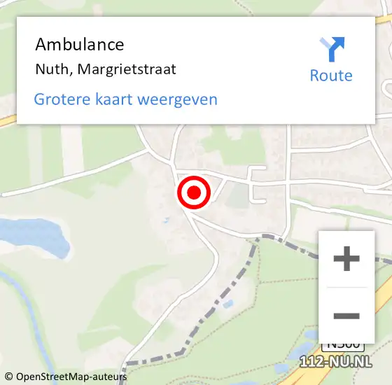 Locatie op kaart van de 112 melding: Ambulance Nuth, Margrietstraat op 16 februari 2014 16:32