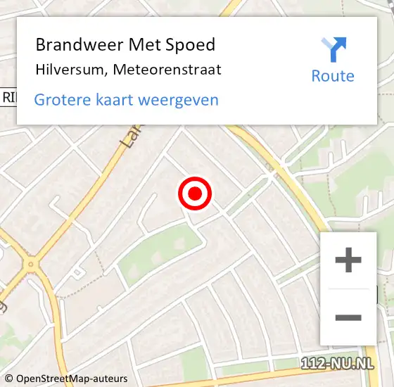 Locatie op kaart van de 112 melding: Brandweer Met Spoed Naar Hilversum, Meteorenstraat op 18 februari 2018 09:54