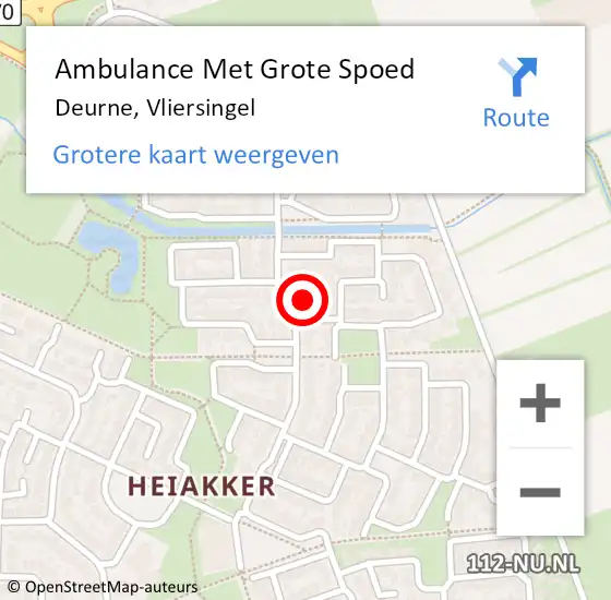 Locatie op kaart van de 112 melding: Ambulance Met Grote Spoed Naar Deurne, Vliersingel op 18 februari 2018 10:01