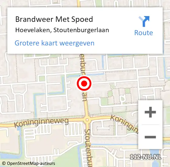 Locatie op kaart van de 112 melding: Brandweer Met Spoed Naar Hoevelaken, Stoutenburgerlaan op 18 februari 2018 10:18