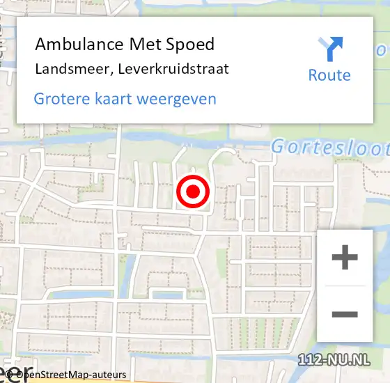 Locatie op kaart van de 112 melding: Ambulance Met Spoed Naar Landsmeer, Leverkruidstraat op 18 februari 2018 10:22