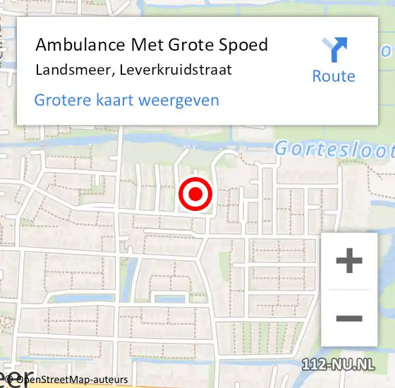 Locatie op kaart van de 112 melding: Ambulance Met Grote Spoed Naar Landsmeer, Leverkruidstraat op 18 februari 2018 10:25