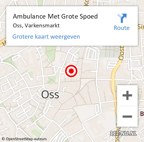 Locatie op kaart van de 112 melding: Ambulance Met Grote Spoed Naar Oss, Varkensmarkt op 18 februari 2018 10:44