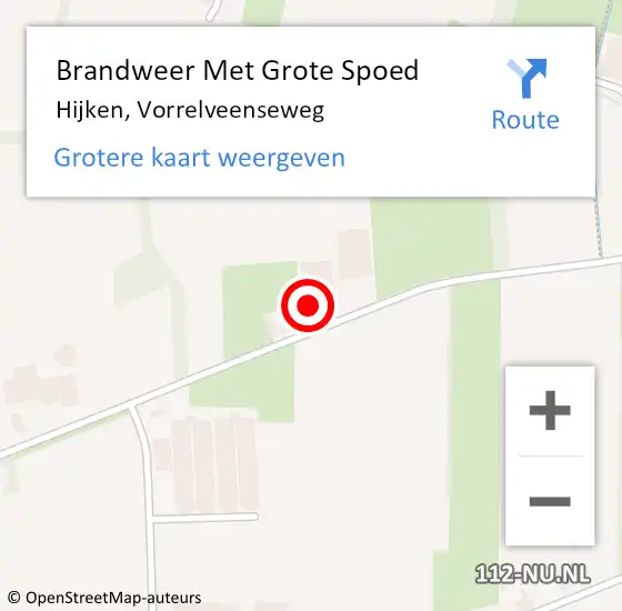 Locatie op kaart van de 112 melding: Brandweer Met Grote Spoed Naar Hijken, Vorrelveenseweg op 18 februari 2018 10:47