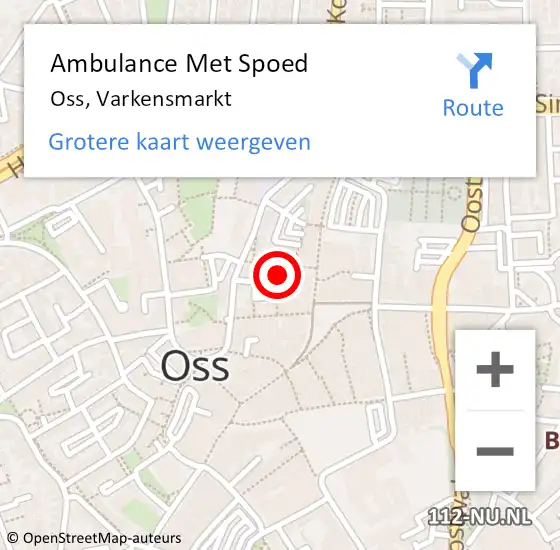 Locatie op kaart van de 112 melding: Ambulance Met Spoed Naar Oss, Varkensmarkt op 18 februari 2018 10:49